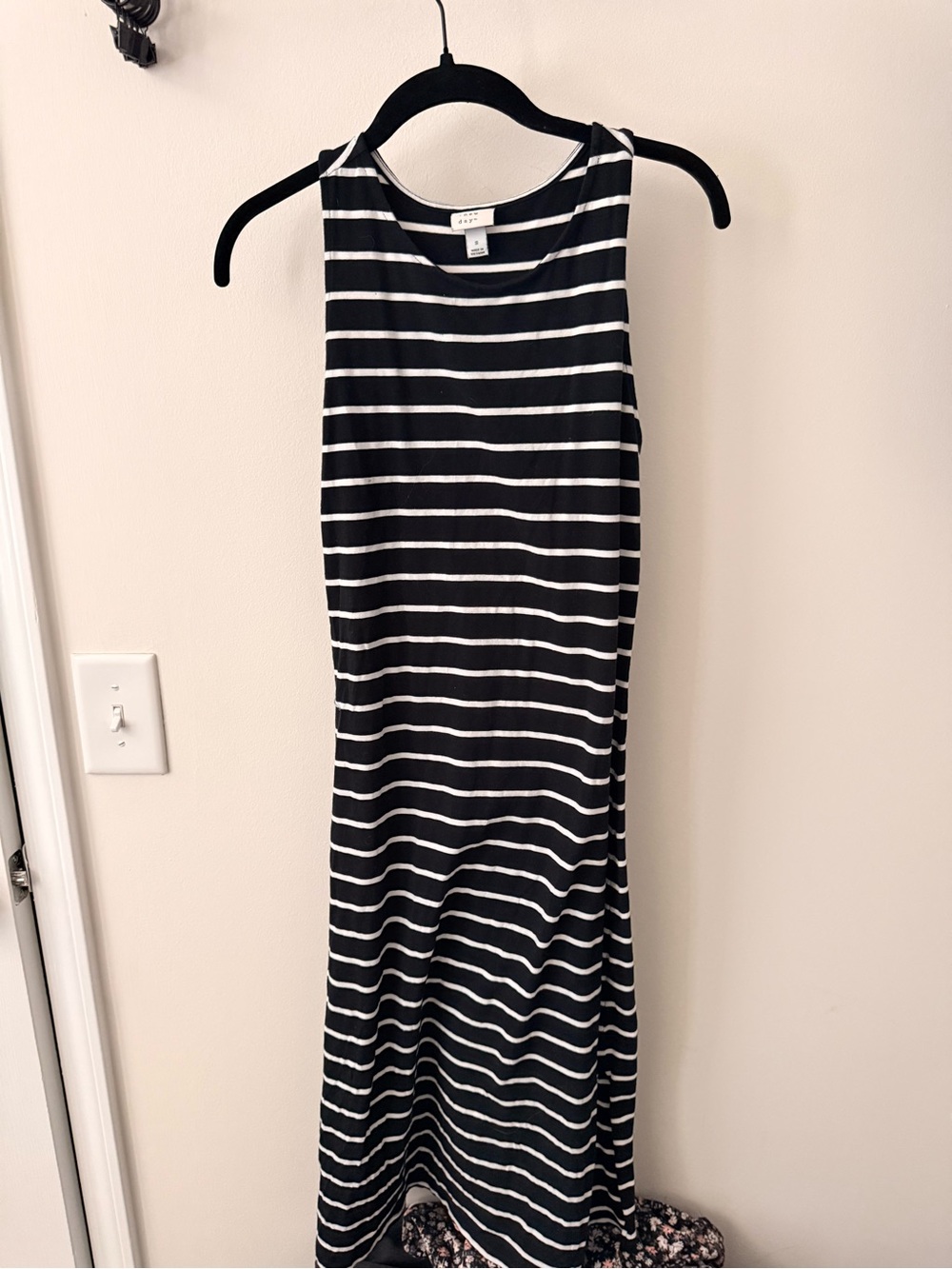 a new day Black and White Striped Sleeveless Midi Dress
